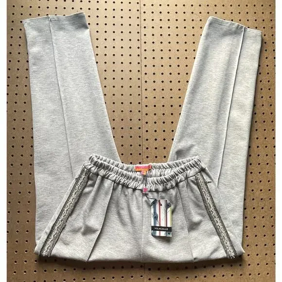 NWT Vilagallo Pants Womens Size 14 Gray Pearls Gray Sweat 26564 Portugal